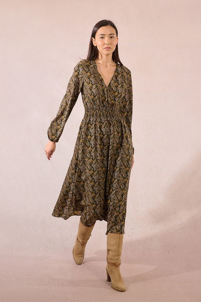 MOLLY BRACKEN WOVEN DRESS - KHAKI LEIA