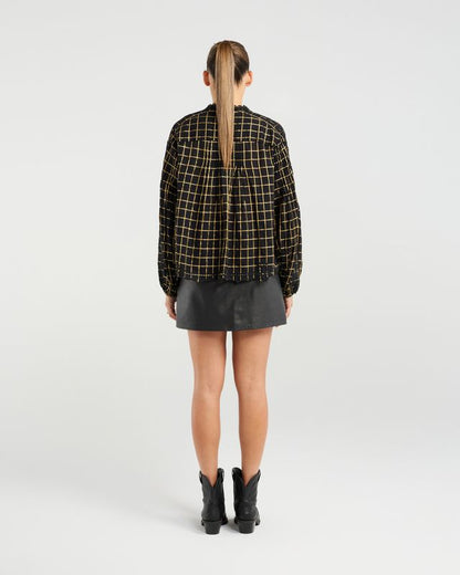 NMBR ROSE GISELLE BLOUSE - GOLDEN GRID