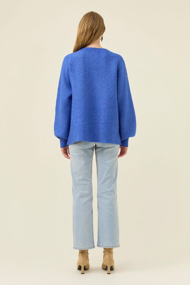 ISLE OF MINE - MIRU STITCH FLOWER JUMPER - COBALT