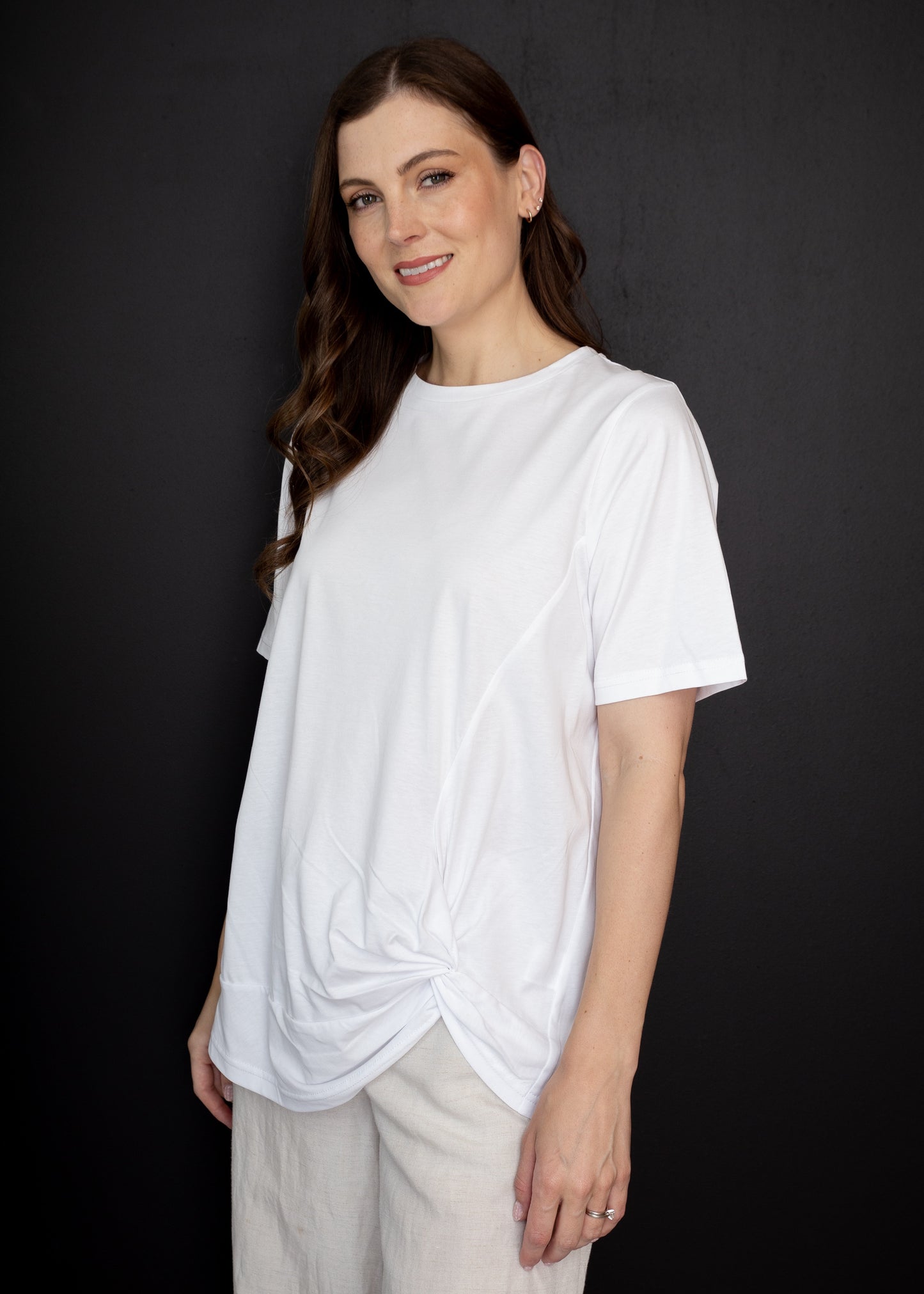 WHITE ON BLACK ROUCHE BOTTOM TOP - WHITE