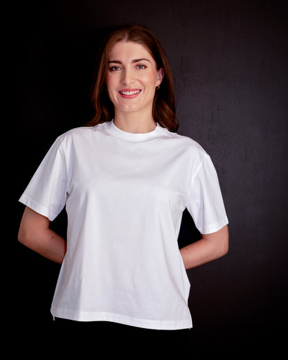 WHITE ON BLACK BOX TEE - WHITE