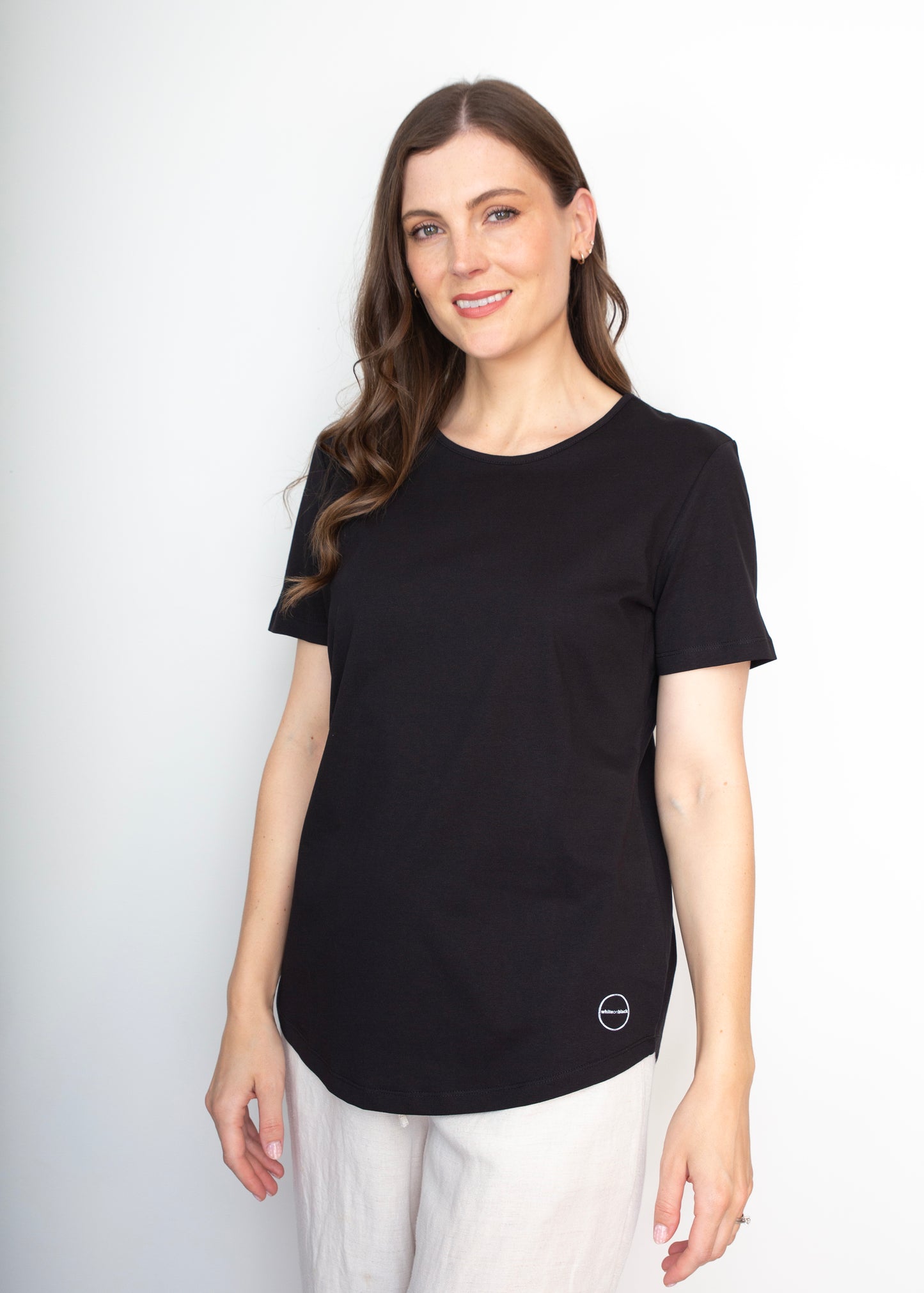 WHITE ON BLACK MUST HAVE S/S TOP - BLACK
