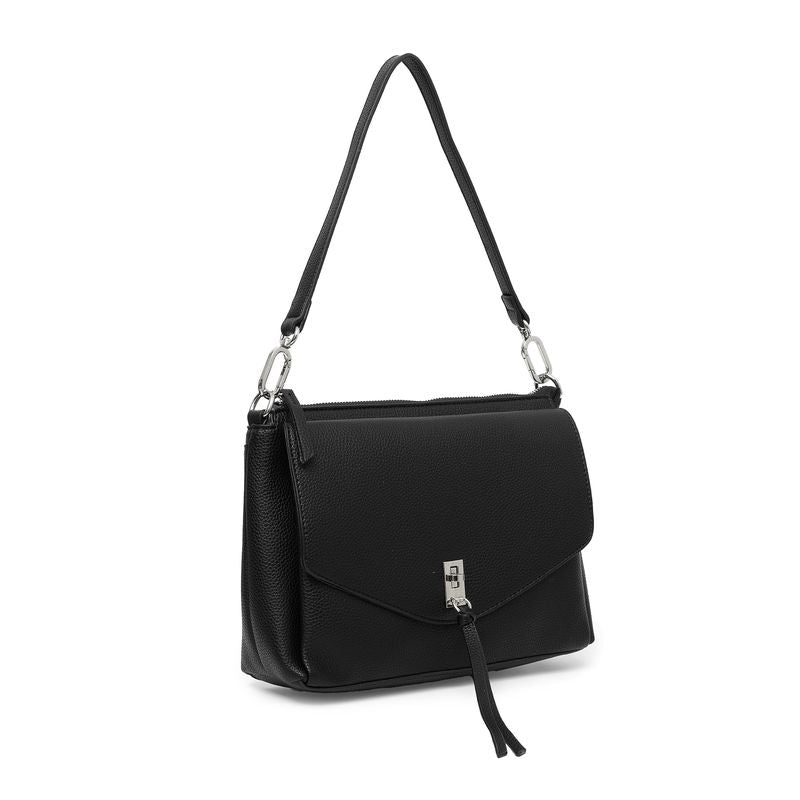 BLACK CAVIAR BAGS - BECKY FLAP CROSSBODY - BLACK