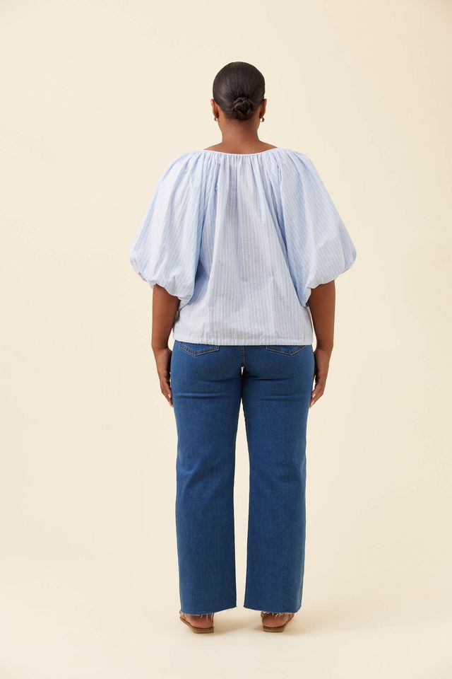 ISLE OF MINE LYNDELL DRAWSTRING TOP - LIGHT BLUE
