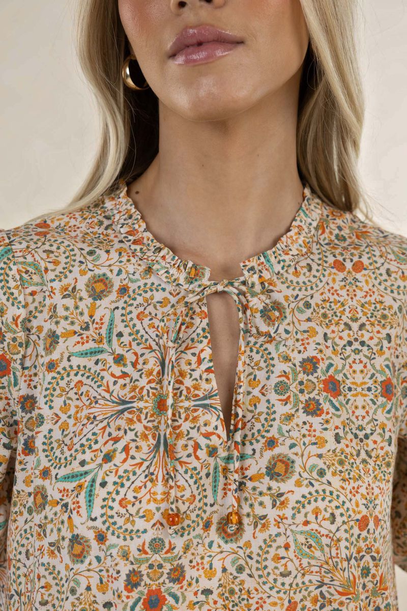 HUMIDITY LIFESTYLE RUMI SMOCK DRESS - ALMOND PRINT