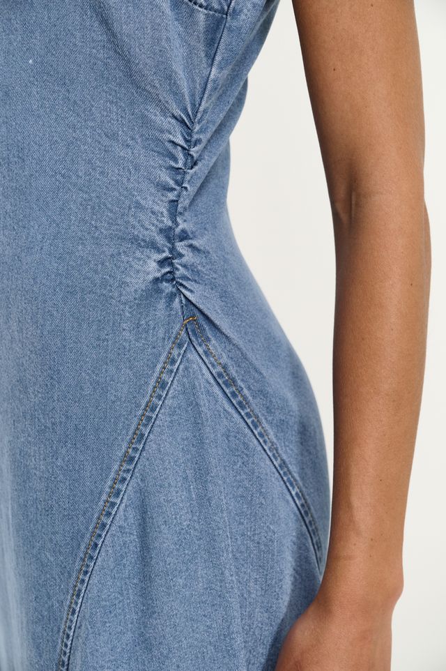STAPLE THE LABEL TALIA CHAMBRAY MIDI DRESS - CHAMBRAY