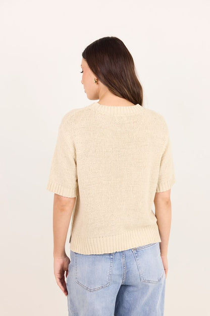 BY ROSA LOVEABLE YARN KNIT TEE - OAT