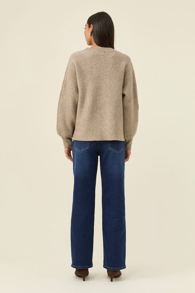 ISLE OF MINE - MIRU STITCH FLOWER JUMPER - STONE