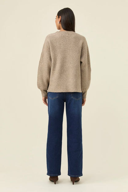 ISLE OF MINE - MIRU STITCH FLOWER JUMPER - STONE