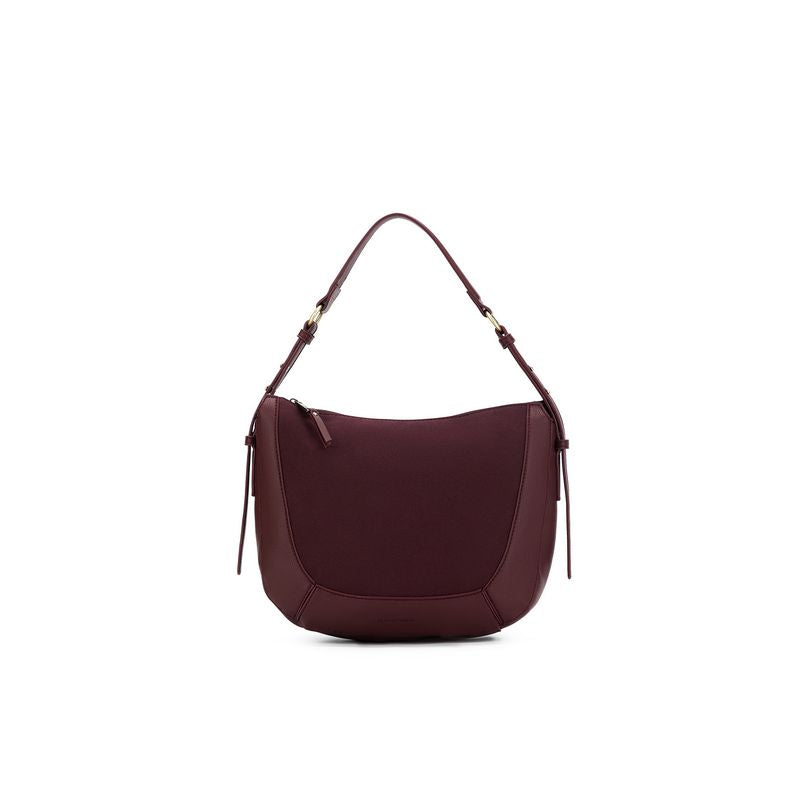 BLACK CAVIAR FLEUR HANDBAG - BURGUNDY