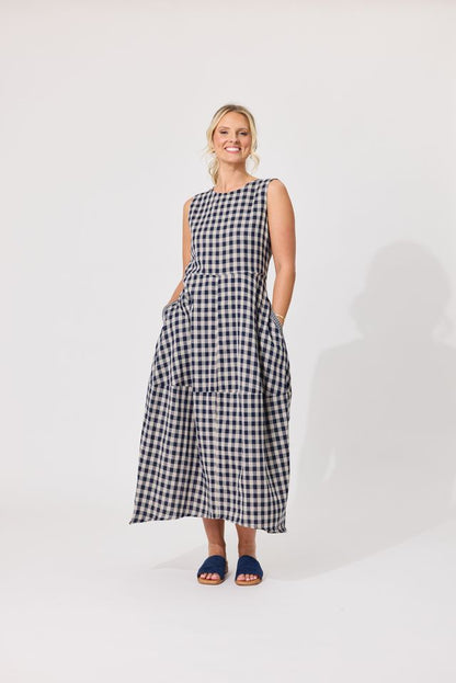 LEMON TREE DESIGN - ANTONIA DRESS - NAVY GINGHAM