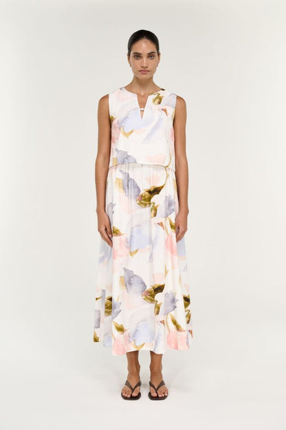 STAPLE THE LABEL VALEA MIDI SKIRT - WATERCOLOUR FLORAL