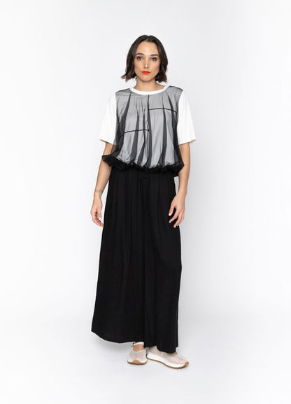 BLACKLIST ERICA TOP - WHITE + BLACK MESH