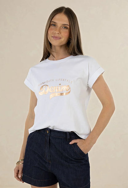 HUMIDITY LIFESTYLE GLITTER TEE - ROSE GOLD
