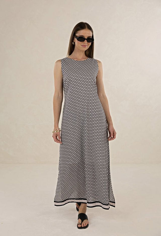 HUMIDITY LIFESTYLE HEXI MAXI DRESS - BLACK/CREAM