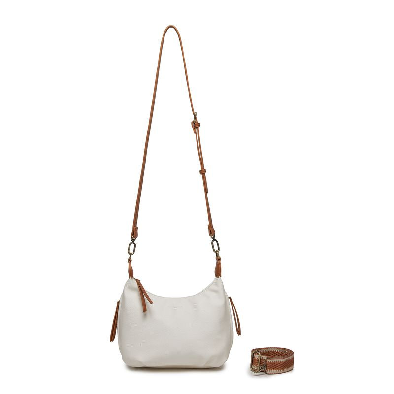 BLACK CAVIAR BAGS - CAREY SHOULDER BAG - WHITE & TAN