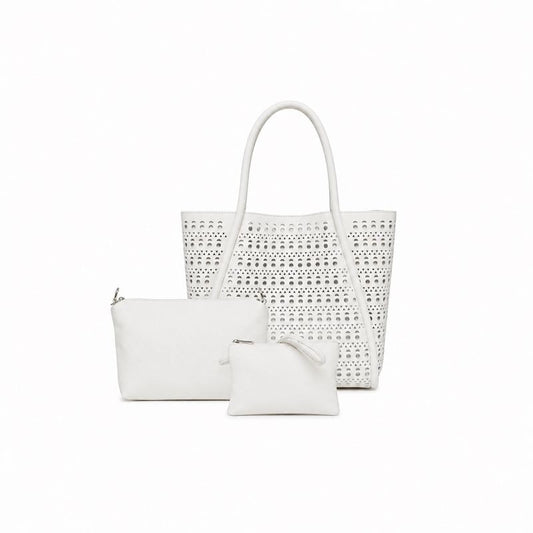 BLACK CAVIAR BAGS - ISABEL 3 PIECE - WHITE