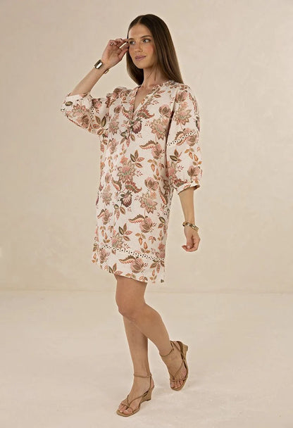 HUMIDITY LIFESTYLE BOH/ROSE SHIFT DRESS - BOHEM PRINT