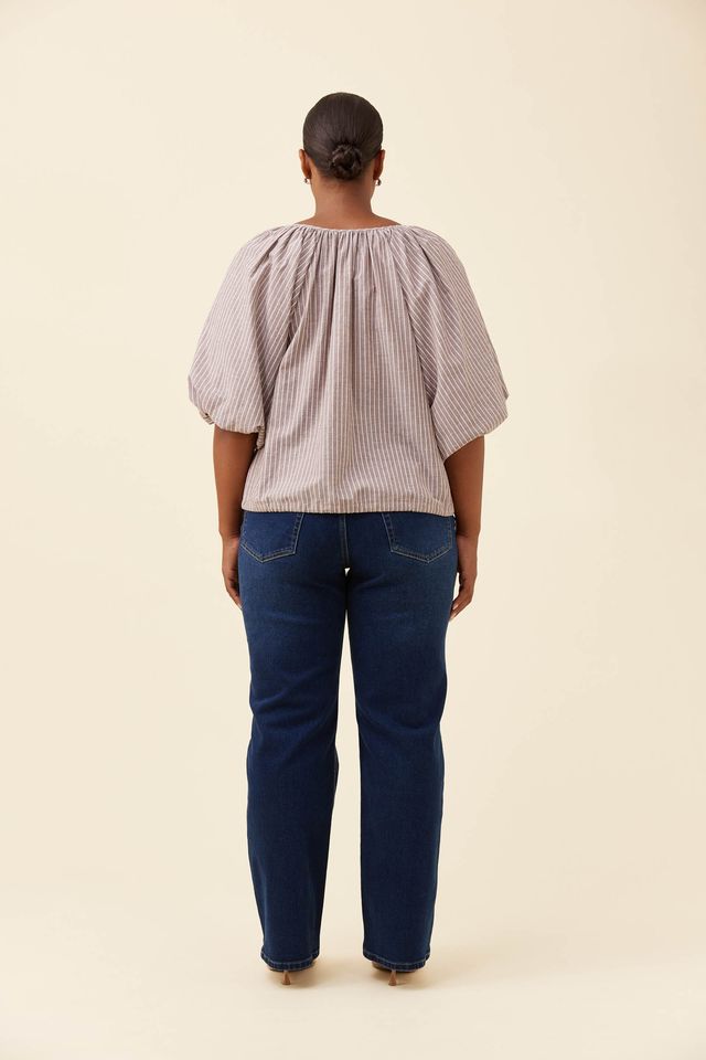 ISLE OF MINE LYNDELL DRAWSTRING TOP - TAUPE