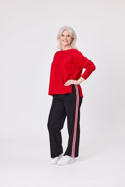 LEMON TREE DESIGN - CHLOE PANT - BLACK-RED STRIPE