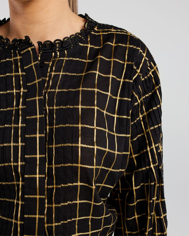 NMBR ROSE GISELLE BLOUSE - GOLDEN GRID