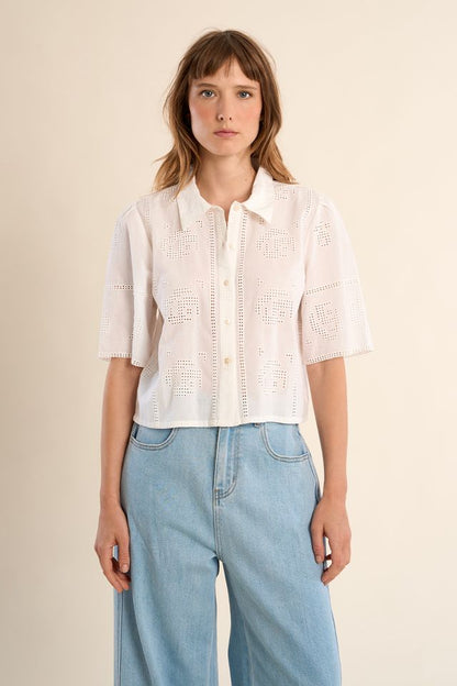 MOLLY BRACKEN WOVEN SHIRT - OFF WHITE