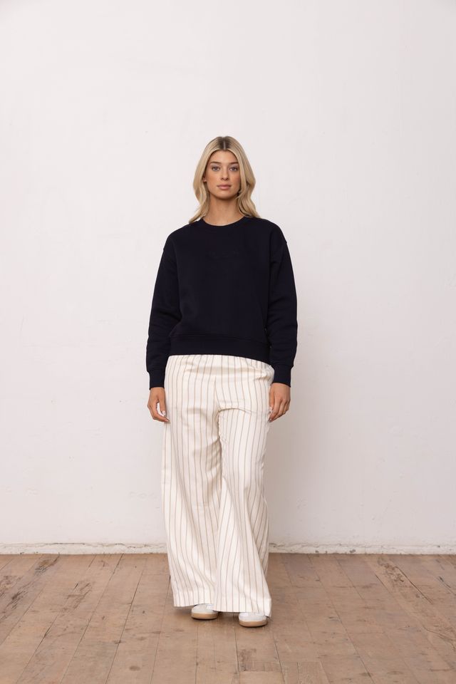 DRESSED SCRIPT SWEATSHIRT - FRENCH NAVY/TONAL PRINT