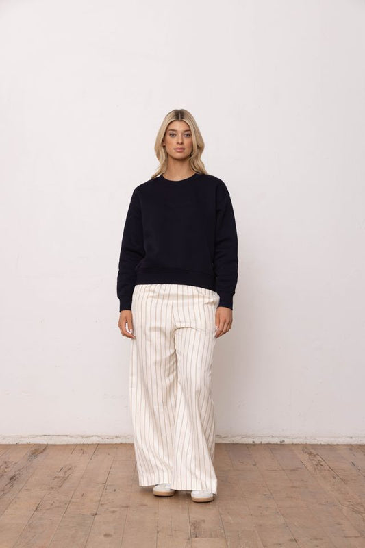 DRESSED SCRIPT SWEATSHIRT - FRENCH NAVY/TONAL PRINT