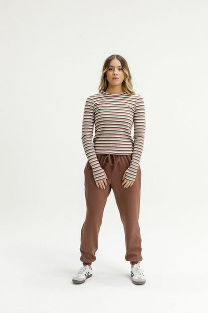 ROSE ROAD JACKSON LONG SLEEVE - COCOA STRIPES