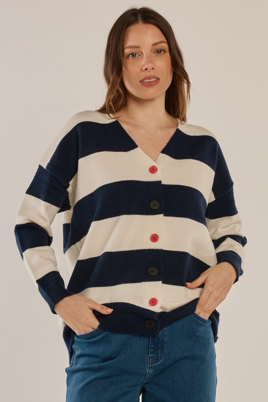 BETTY BASICS MAYBELLE KNIT CARDIGAN - NAVY