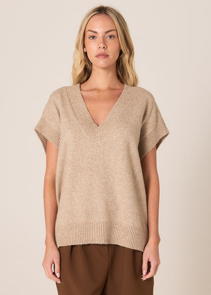 FATE + BECKER RAE V-NECK VEST - BROWN MARLE