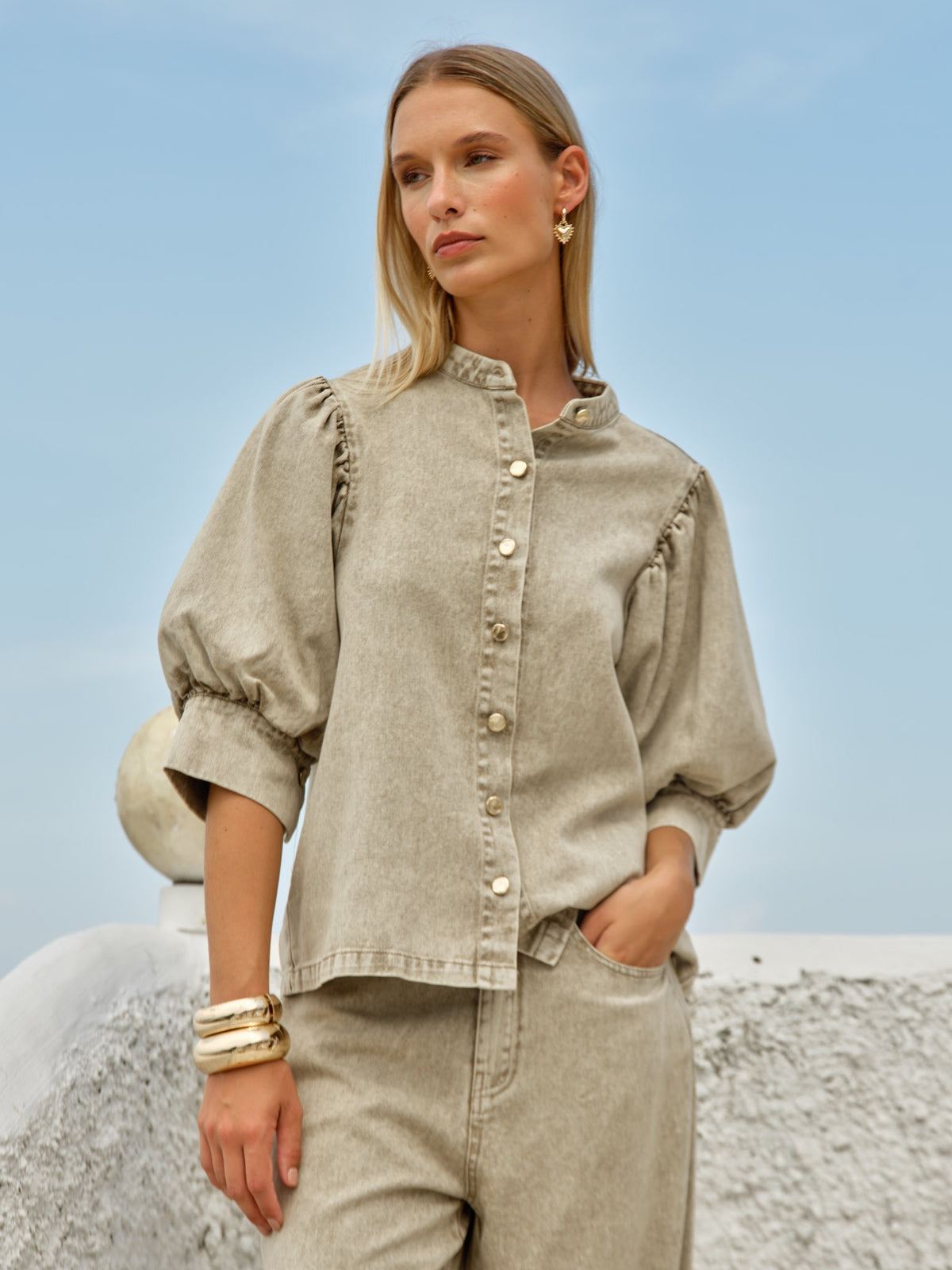 FATE + BECKER SASKIA BALLOON SHIRT - PARCHMENT NEUTRAL
