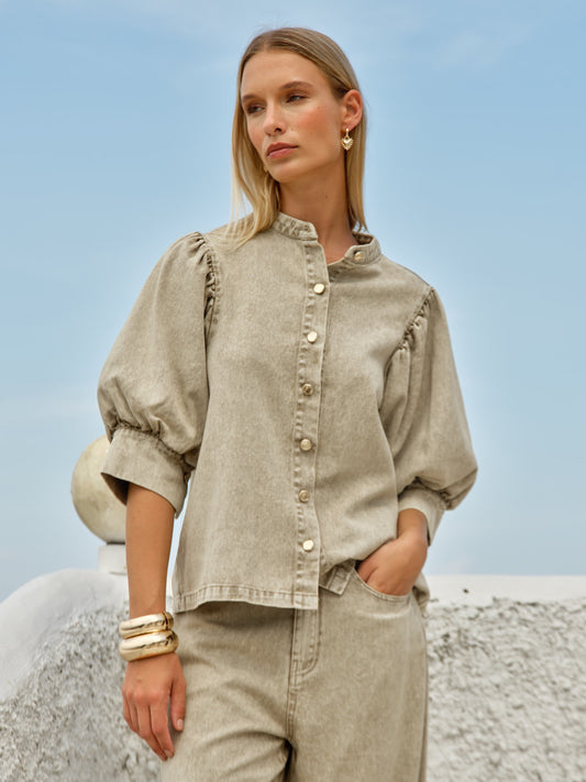FATE + BECKER SASKIA BALLOON SHIRT - PARCHMENT NEUTRAL