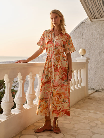 FATE + BECKER ELODIE MIDI SHIRT DRESS - PETAL MULTI