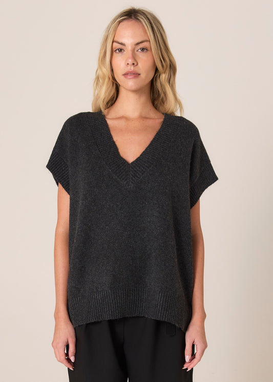 FATE + BECKER RAE V-NECK VEST - BLACK MARLE