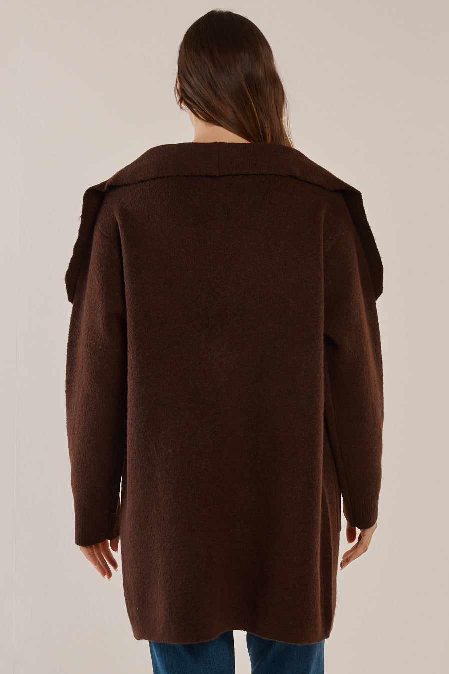 BETTY BASICS ABIGAIL CARDIGAN - CHOCOLATE BROWN