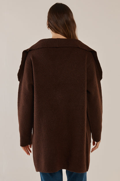 BETTY BASICS ABIGAIL CARDIGAN - CHOCOLATE BROWN