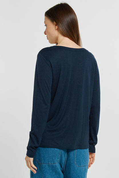 BETTY BASICS WESTIN BLENDED WOOL TEE - NAVY