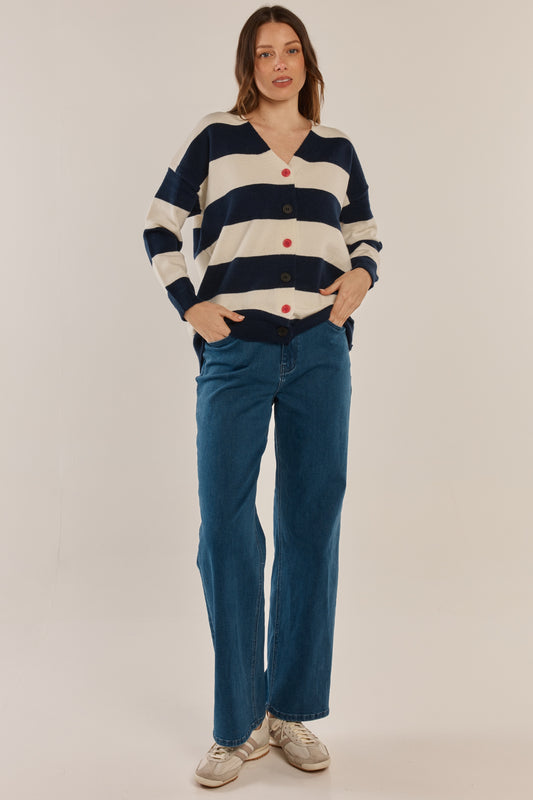 BETTY BASICS MAYBELLE KNIT CARDIGAN - NAVY