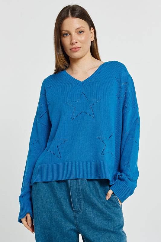 BETTY BASICS SELENE STAR SWEATER - BLUE
