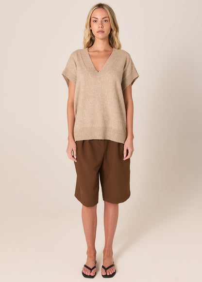 FATE + BECKER RAE V-NECK VEST - BROWN MARLE