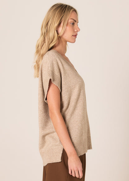 FATE + BECKER RAE V-NECK VEST - BROWN MARLE