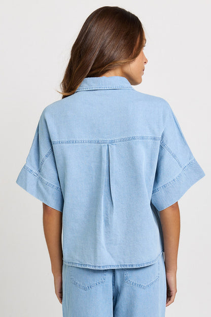 BETTY BASICS DAWN DENIM SHIRT - BLUE DENIM