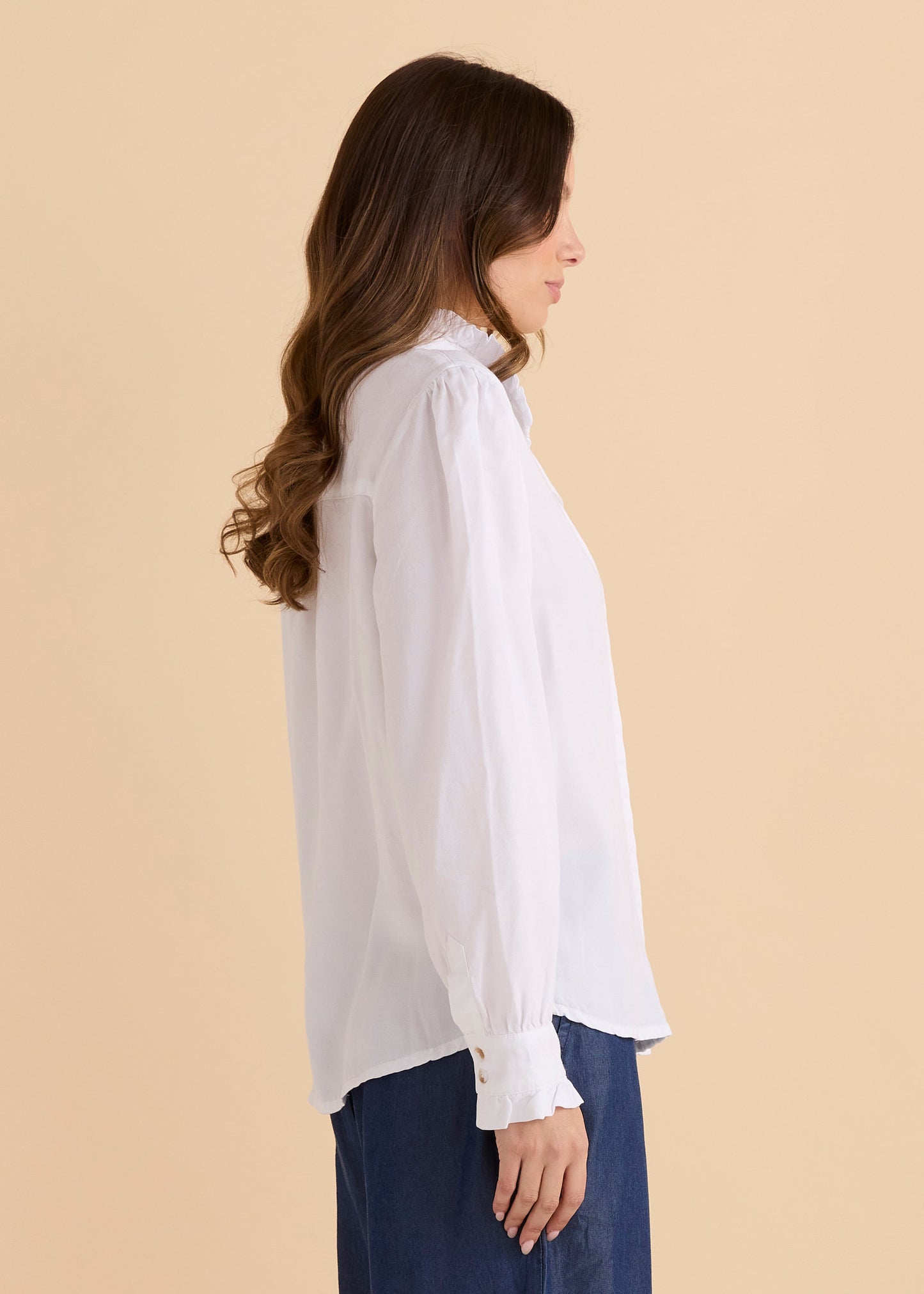 BETTY BASICS LUCILLE LYOCELL PLEATED SHIRT - WHITE
