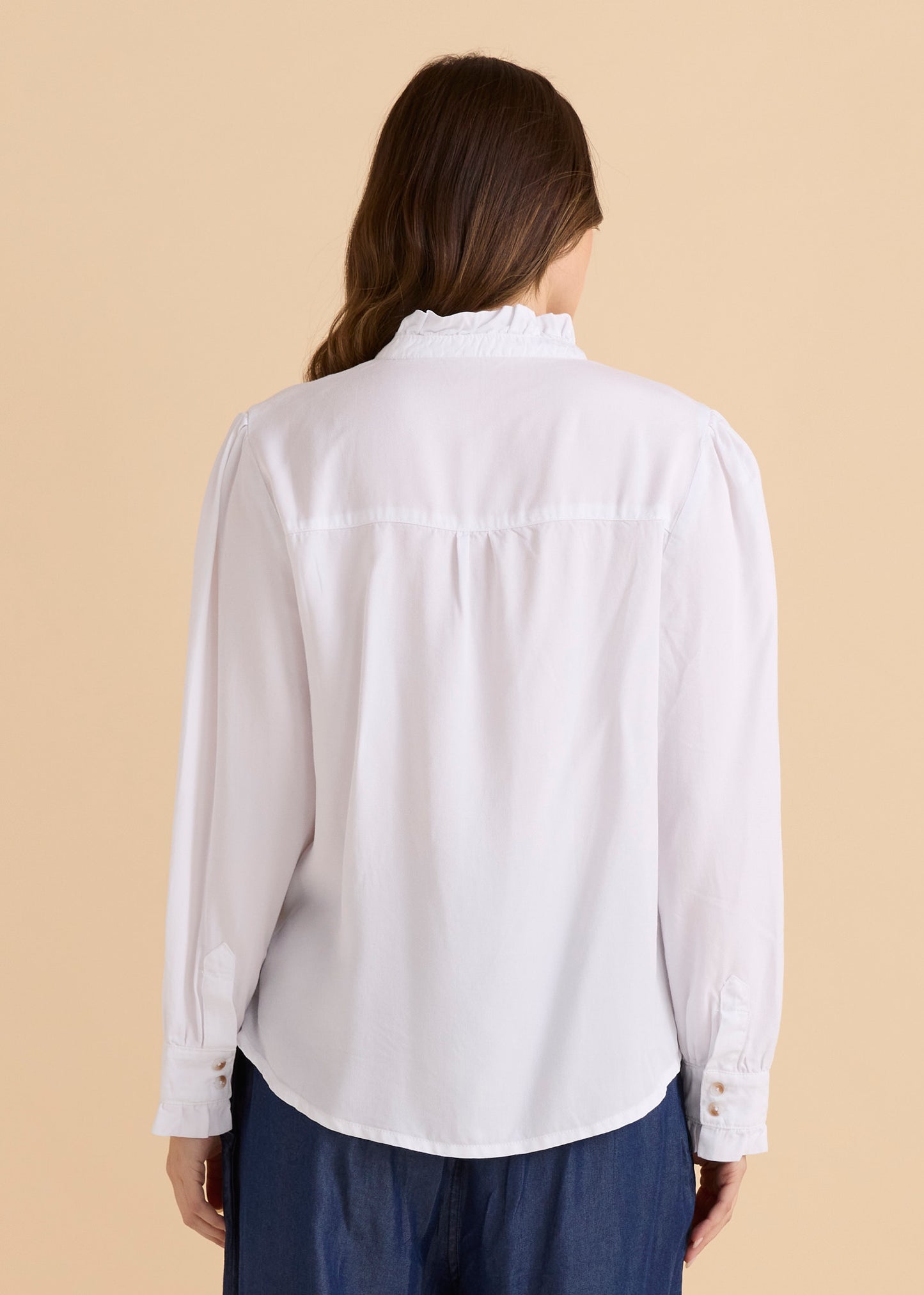 BETTY BASICS LUCILLE LYOCELL PLEATED SHIRT - WHITE