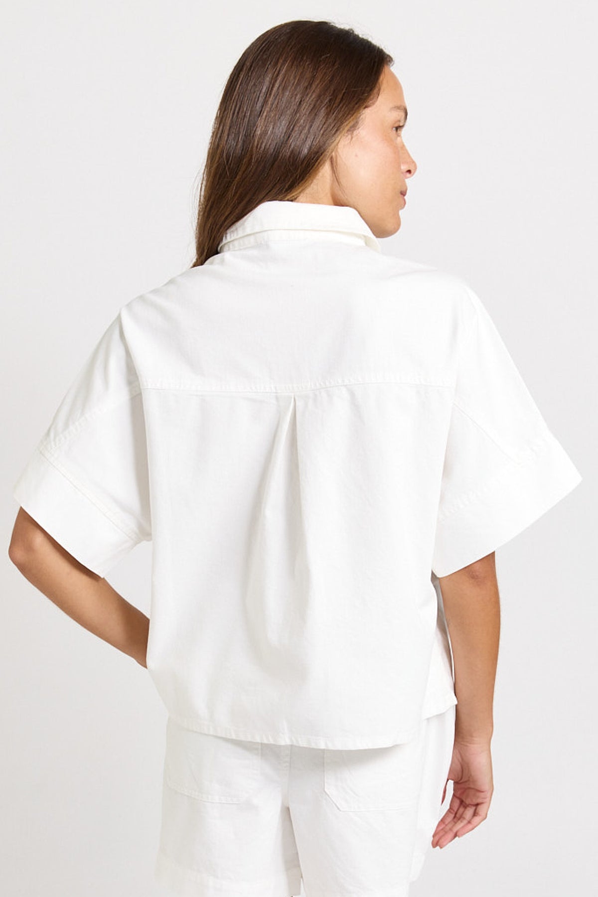 BETTY BASICS DAWN DENIM SHIRT - WHITE