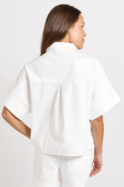BETTY BASICS DAWN DENIM SHIRT - WHITE