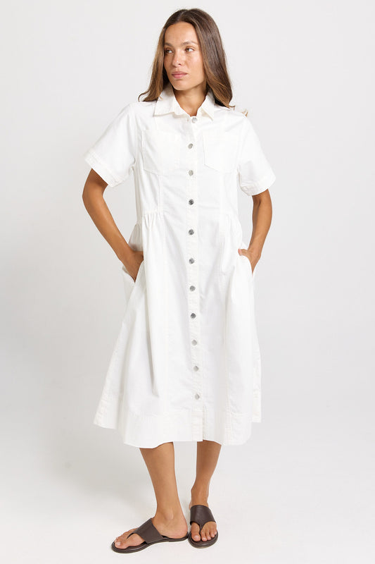 BETTY BASICS WILLOW DENIM DRESS - WHITE