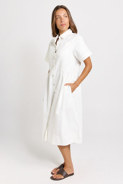 BETTY BASICS WILLOW DENIM DRESS - WHITE