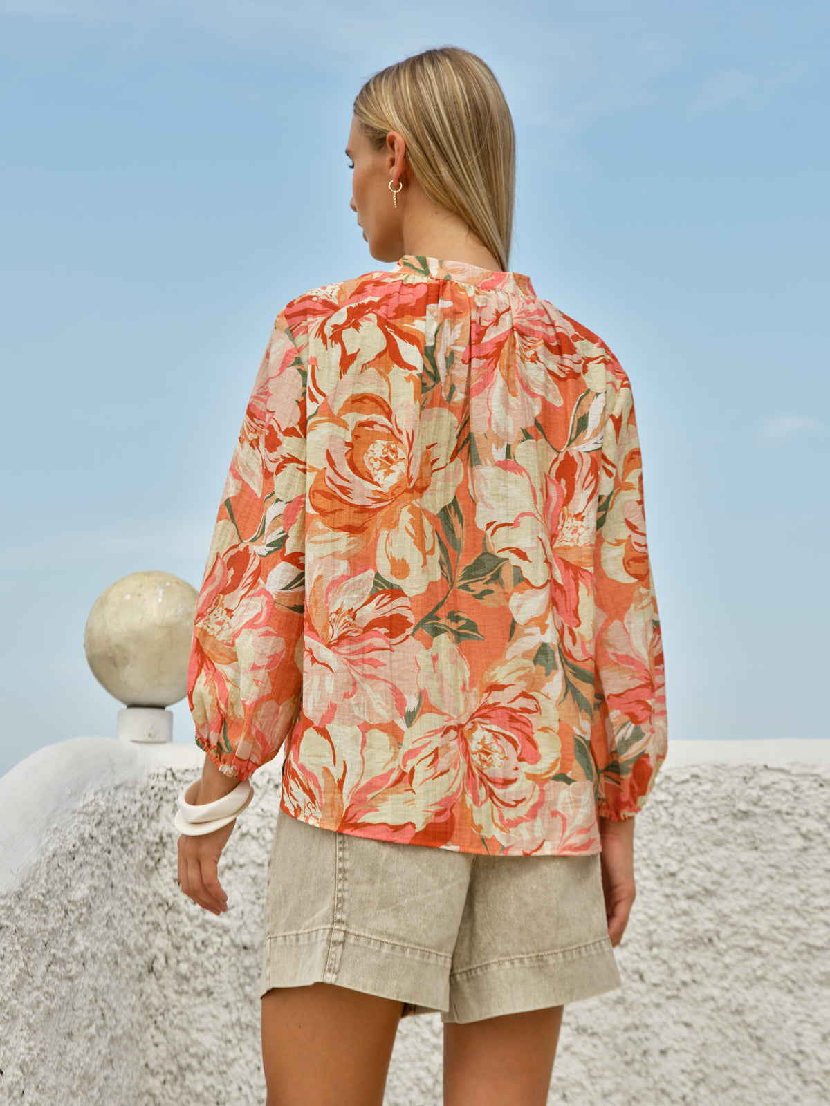 FATE + BECKER SHAE SPLIT NECK BLOUSE - PETAL MULTI